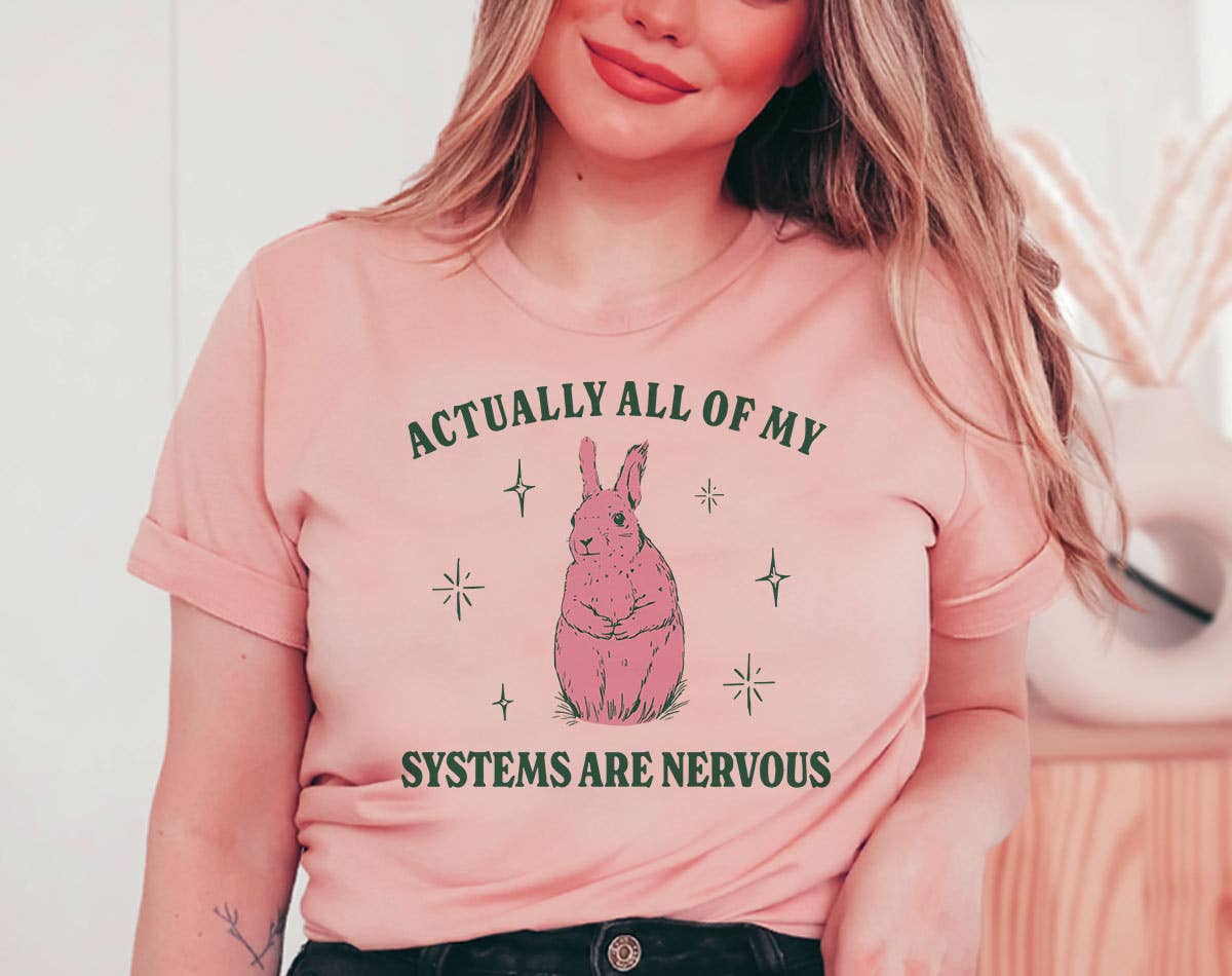 All of My Systems Are Nervous Funny Bunny - Adult & Kids T-Shirts, Sweatshirts & Hoodies apparel design preview 1