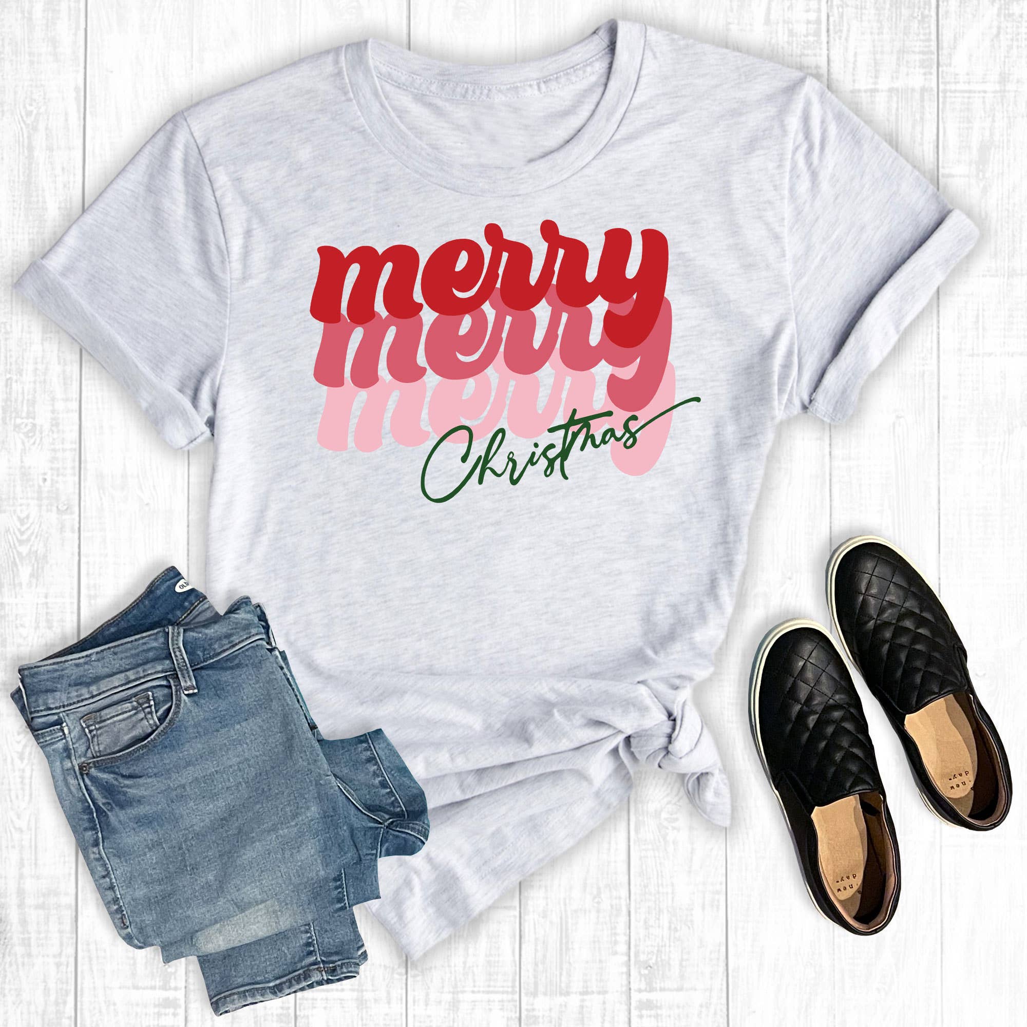 Retro Merry Christmas - Adult & Kids T-Shirts, Sweatshirts & Hoodies apparel design preview 1
