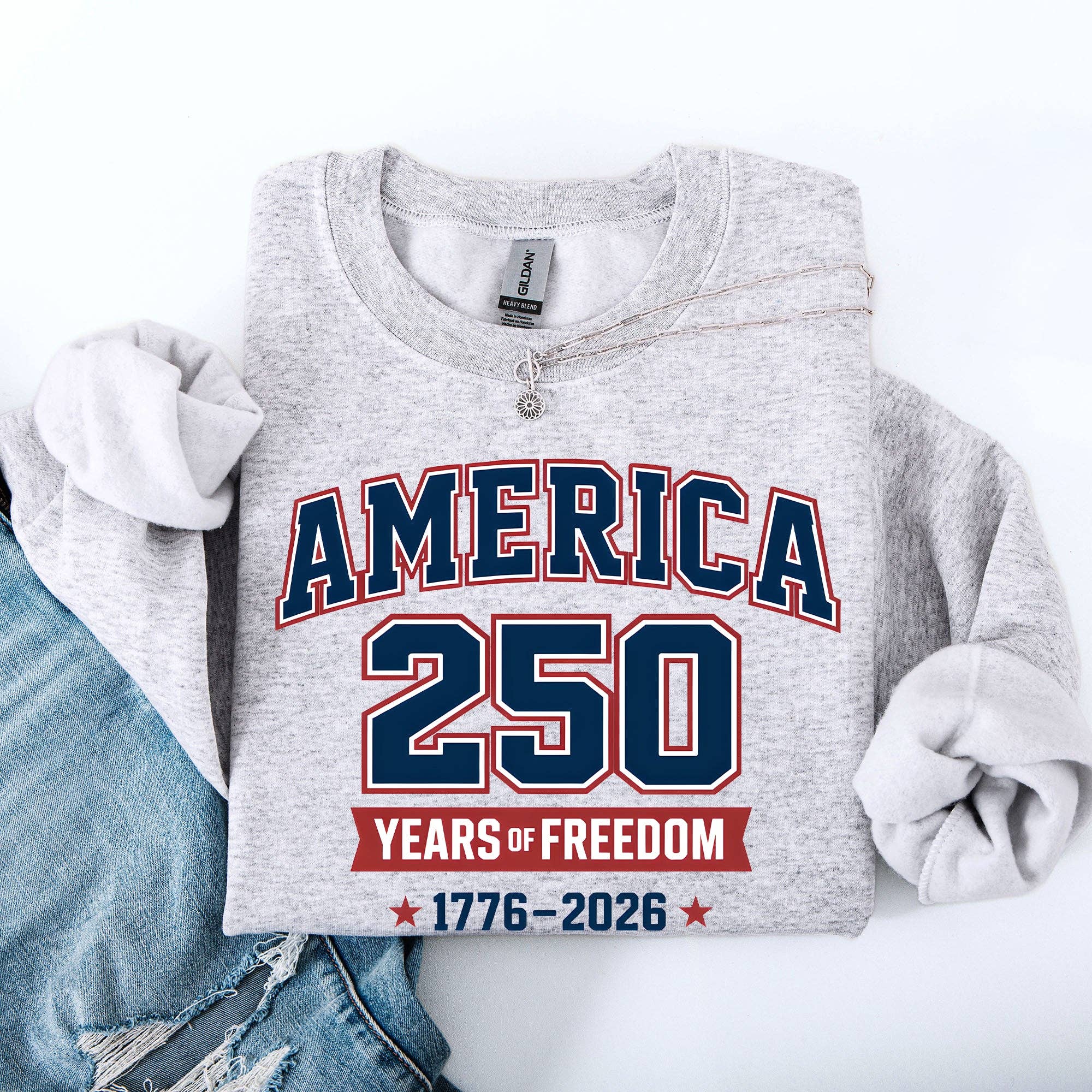 America, 250 Years of Freedom, Varsity Patriotic - Adult & Kids T-Shirts, Sweatshirts & Hoodies apparel design preview 1