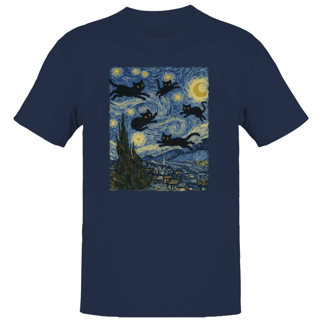 Cats Van Gogh Men's Navy - Adult & Kids T-Shirts, Sweatshirts & Hoodies apparel design preview 1