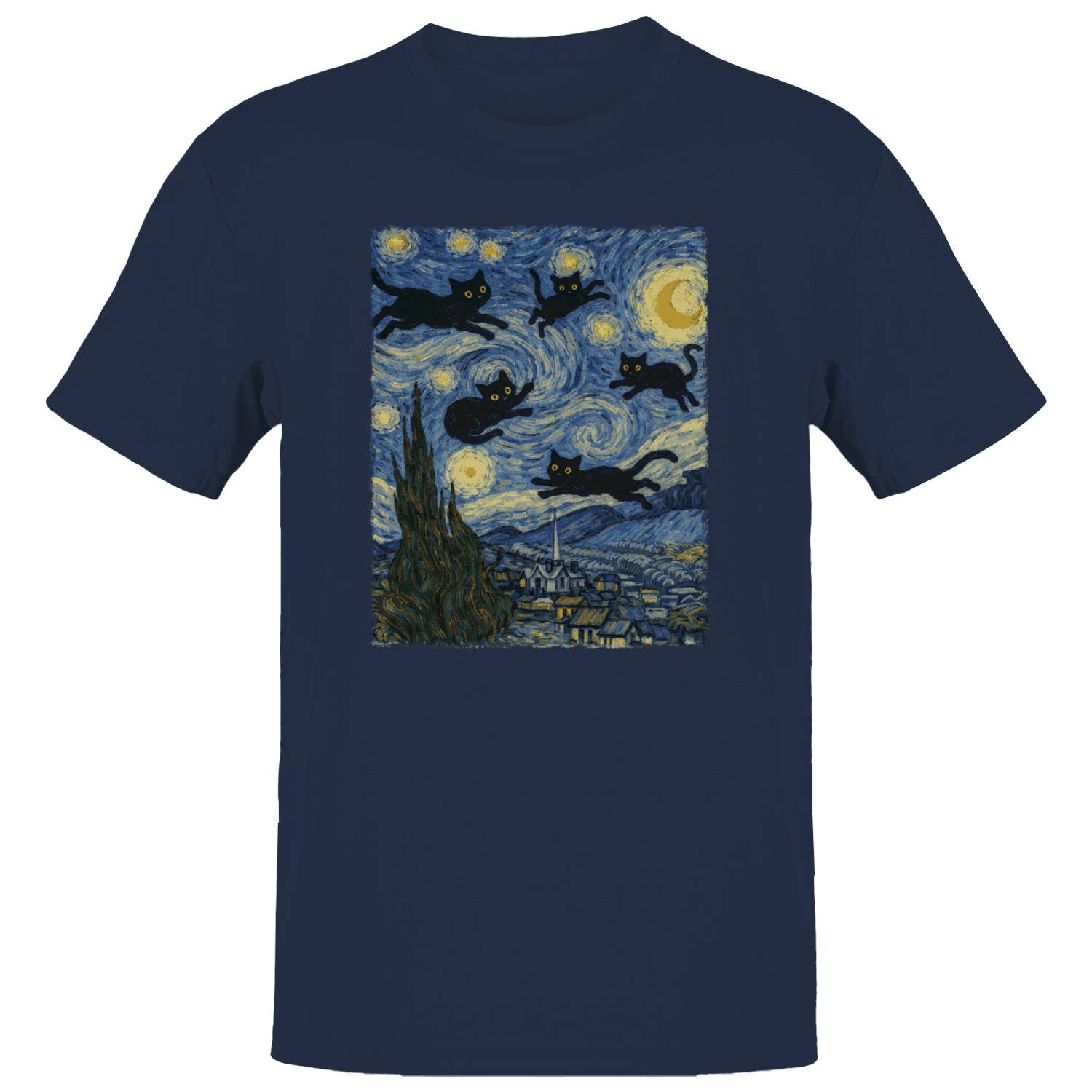 Cats Van Gogh Men's Navy - Adult & Kids T-Shirts, Sweatshirts & Hoodies apparel design preview 1