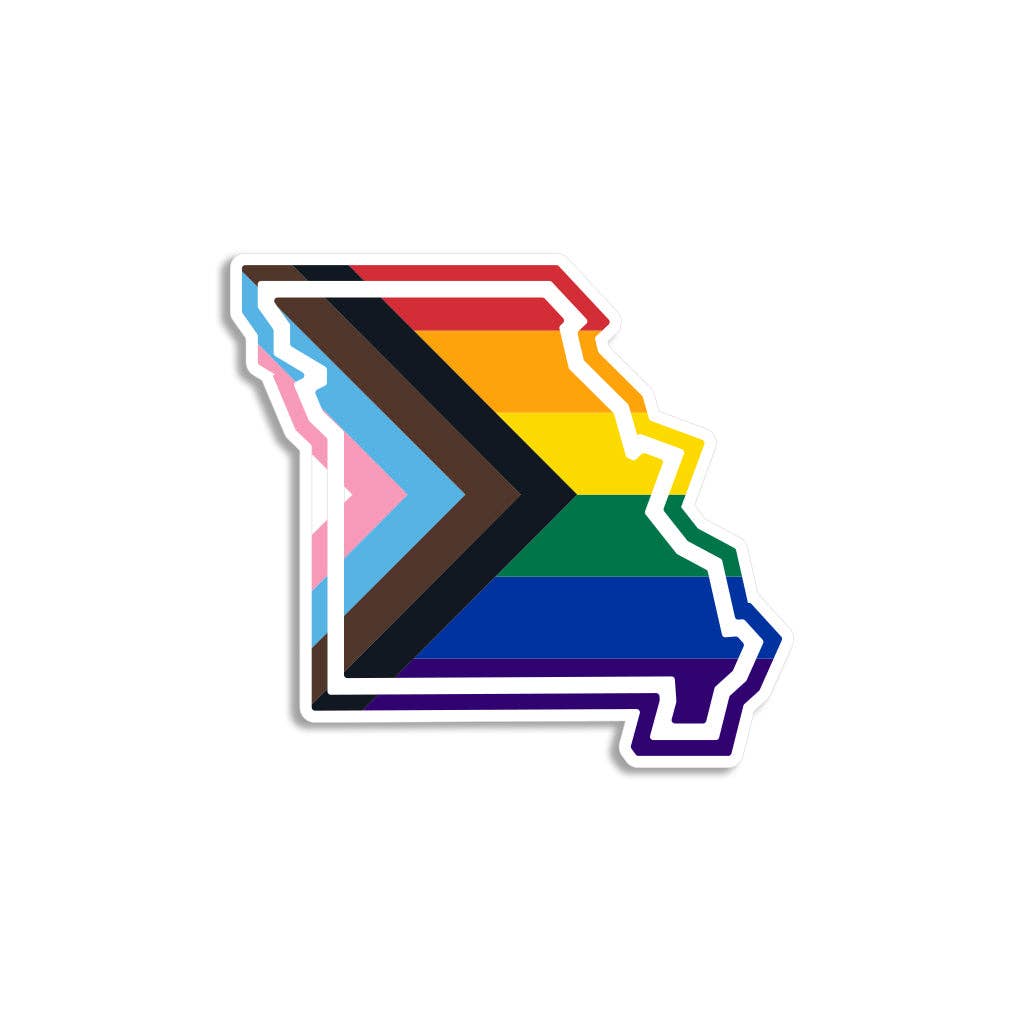 Missouri Outline Progress Pride Flag Die-Cut Sticker - Adult & Kids T-Shirts, Sweatshirts & Hoodies apparel design preview 1