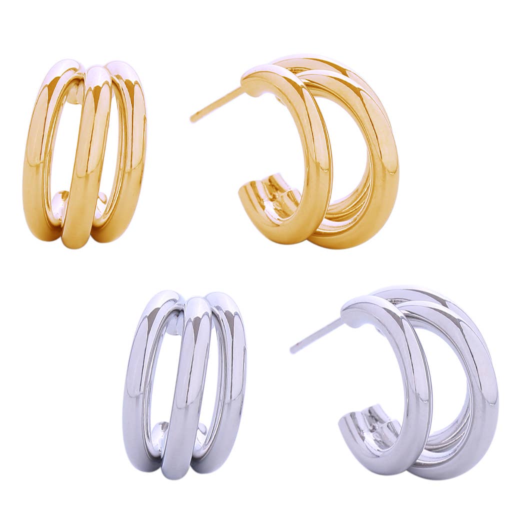 14K Gold-Dipped Layered Hoop Earrings - Adult & Kids T-Shirts, Sweatshirts & Hoodies apparel design preview 1