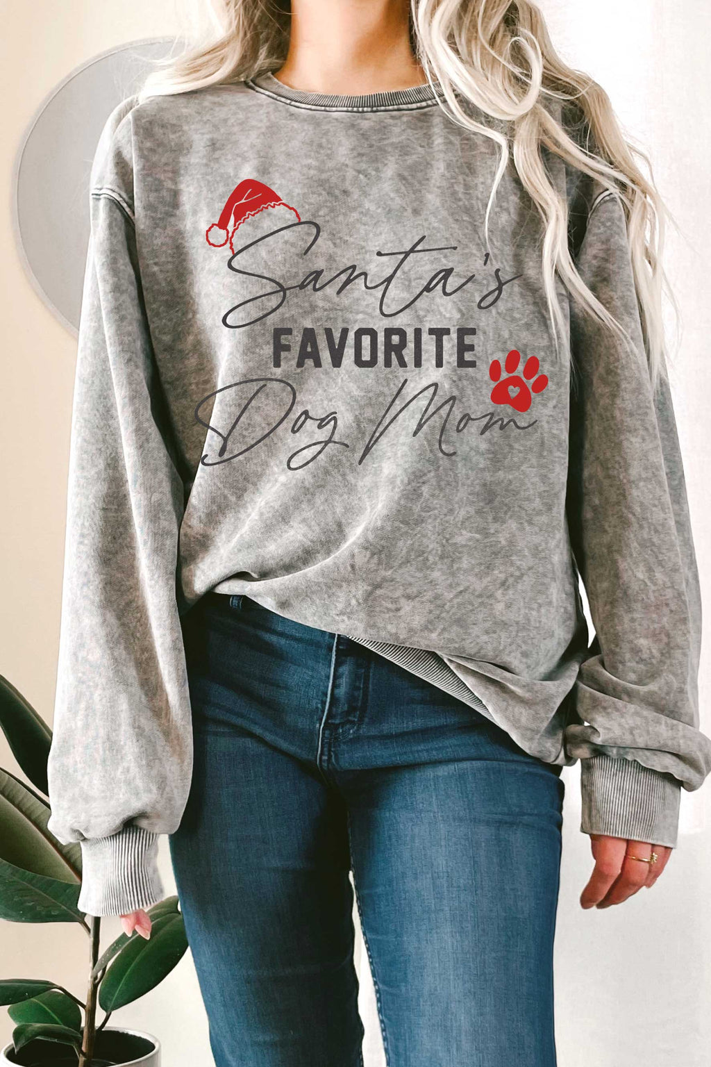 Santa's Favorite Dog Mom Mineral Terry - Adult & Kids T-Shirts, Sweatshirts & Hoodies apparel design preview 1