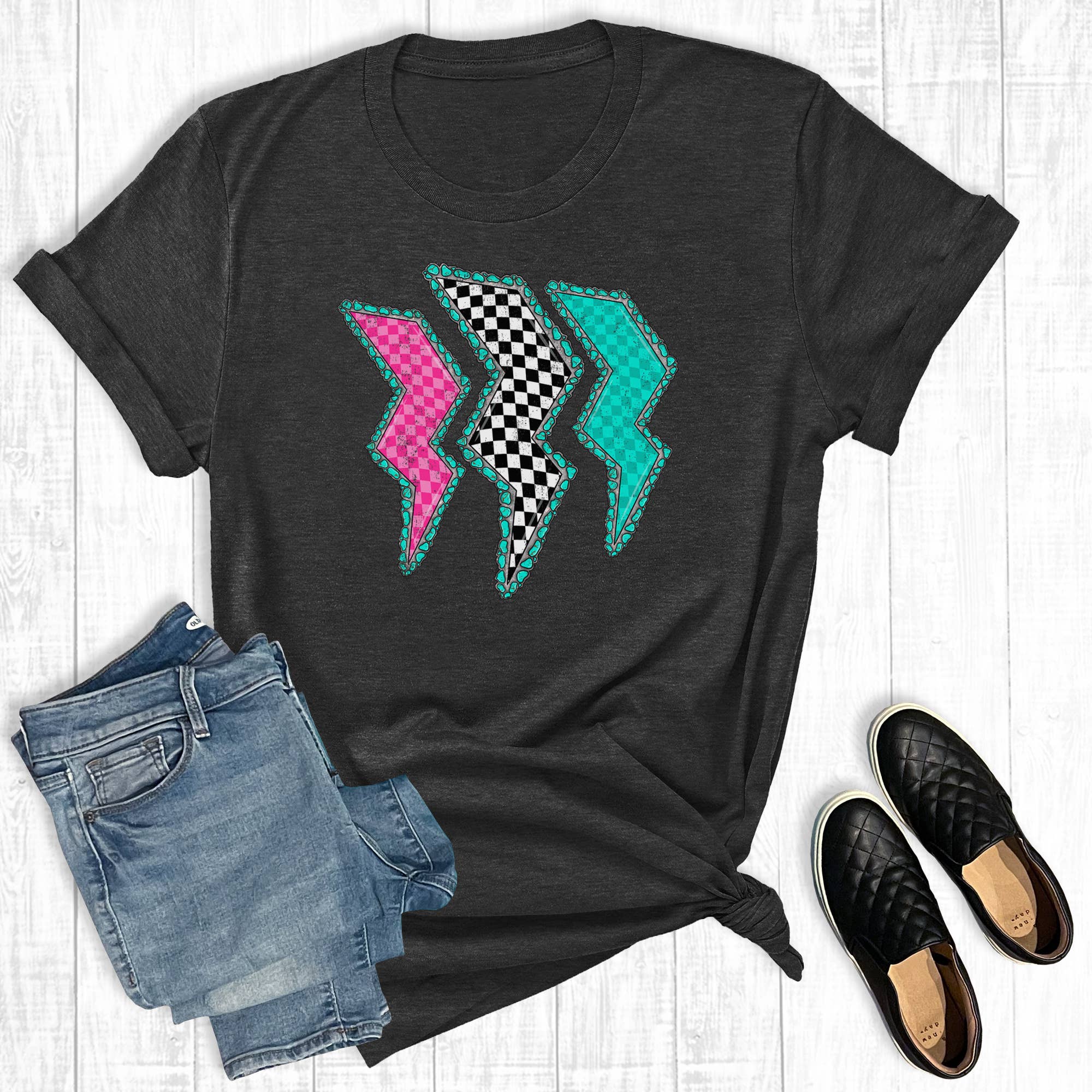 Western Turquoise Lighting Graphic - Adult & Kids T-Shirts, Sweatshirts & Hoodies apparel design preview 1