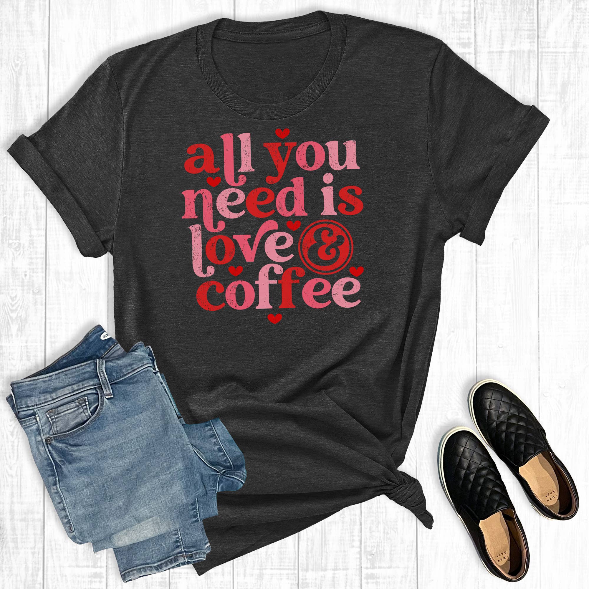 All You Need Is Love and Coffee - Adult & Kids T-Shirts, Sweatshirts & Hoodies apparel design preview 1