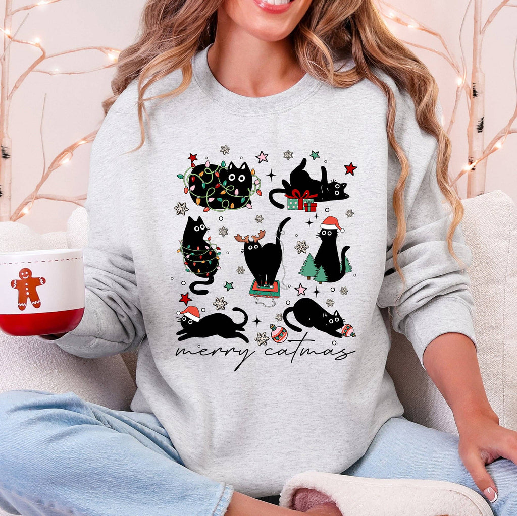 Merry Catmas, Christmas, Cat Lover, Santa, Pets - Adult & Kids T-Shirts, Sweatshirts & Hoodies apparel design preview 1