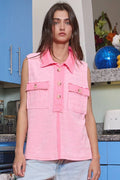 T2301 Sleeveless Collar Neck Raw Edge Terry Top - Adult & Kids T-Shirts, Sweatshirts & Hoodies apparel design preview 1