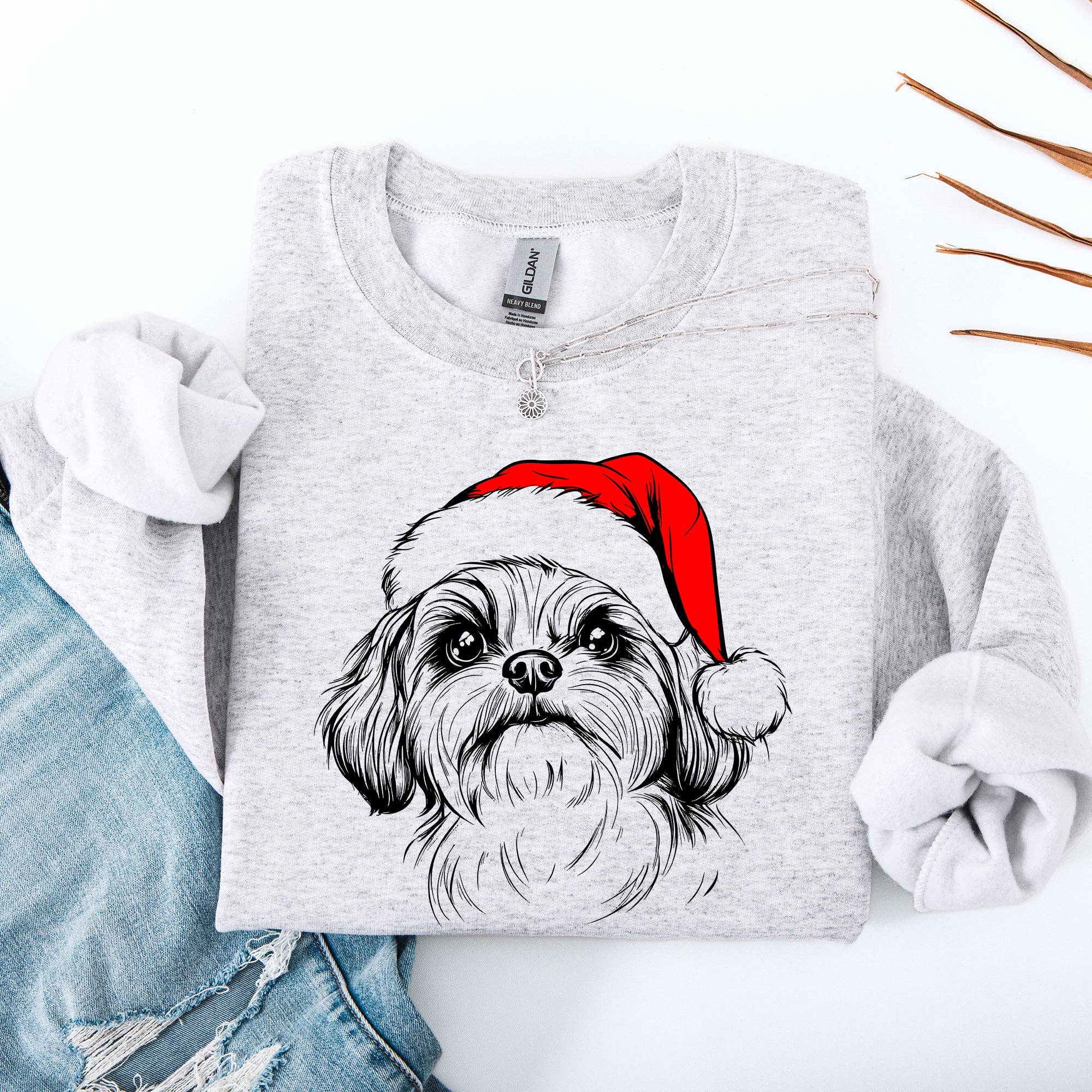 Shih Tzu, Santa, Dog, Christmas, Lover, Pet - Adult & Kids T-Shirts, Sweatshirts & Hoodies apparel design preview 1