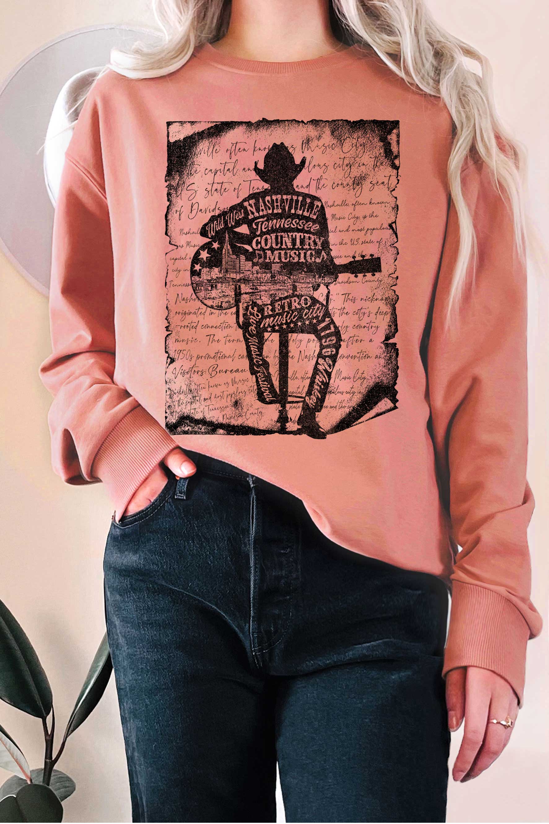Nashville Country Music Old Letter Terry - Adult & Kids T-Shirts, Sweatshirts & Hoodies apparel design preview 1