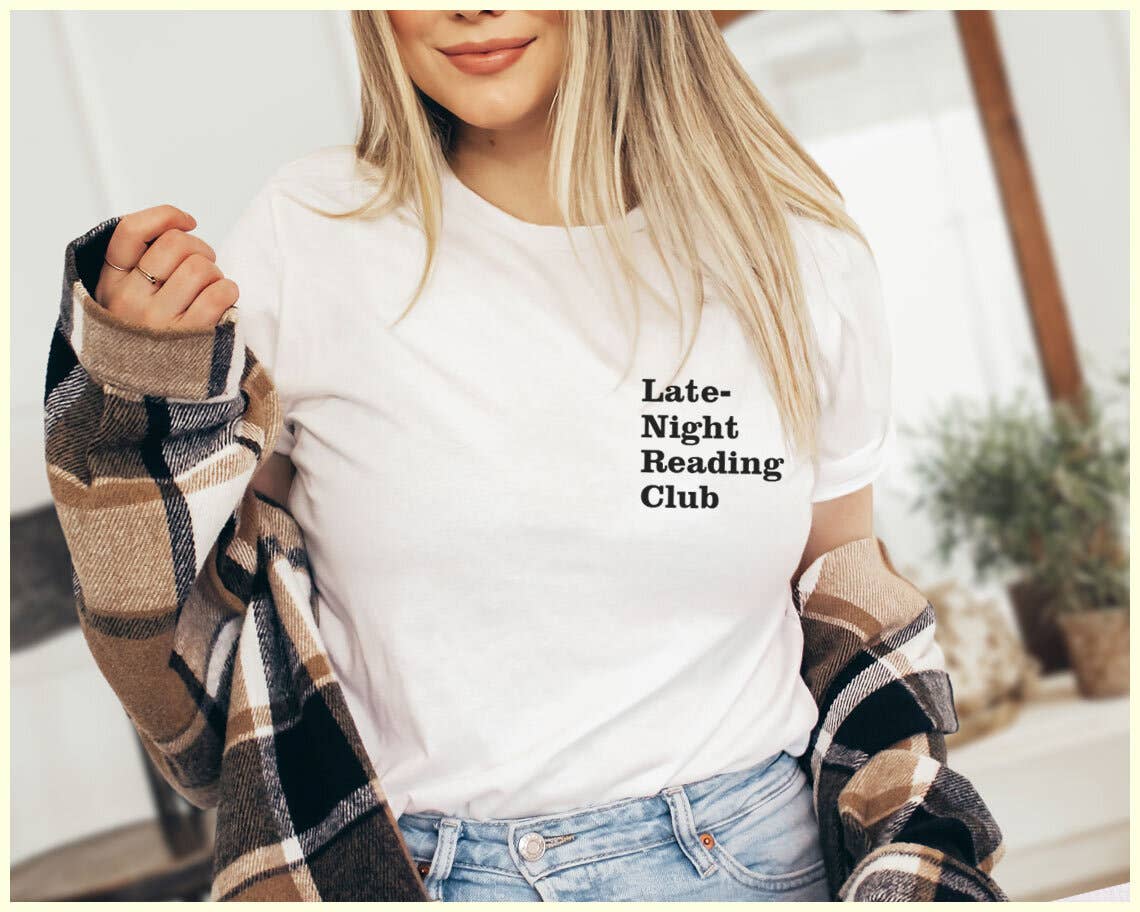 Late-Night Reading Club Funny Book Graphic - Adult & Kids T-Shirts, Sweatshirts & Hoodies apparel design preview 1