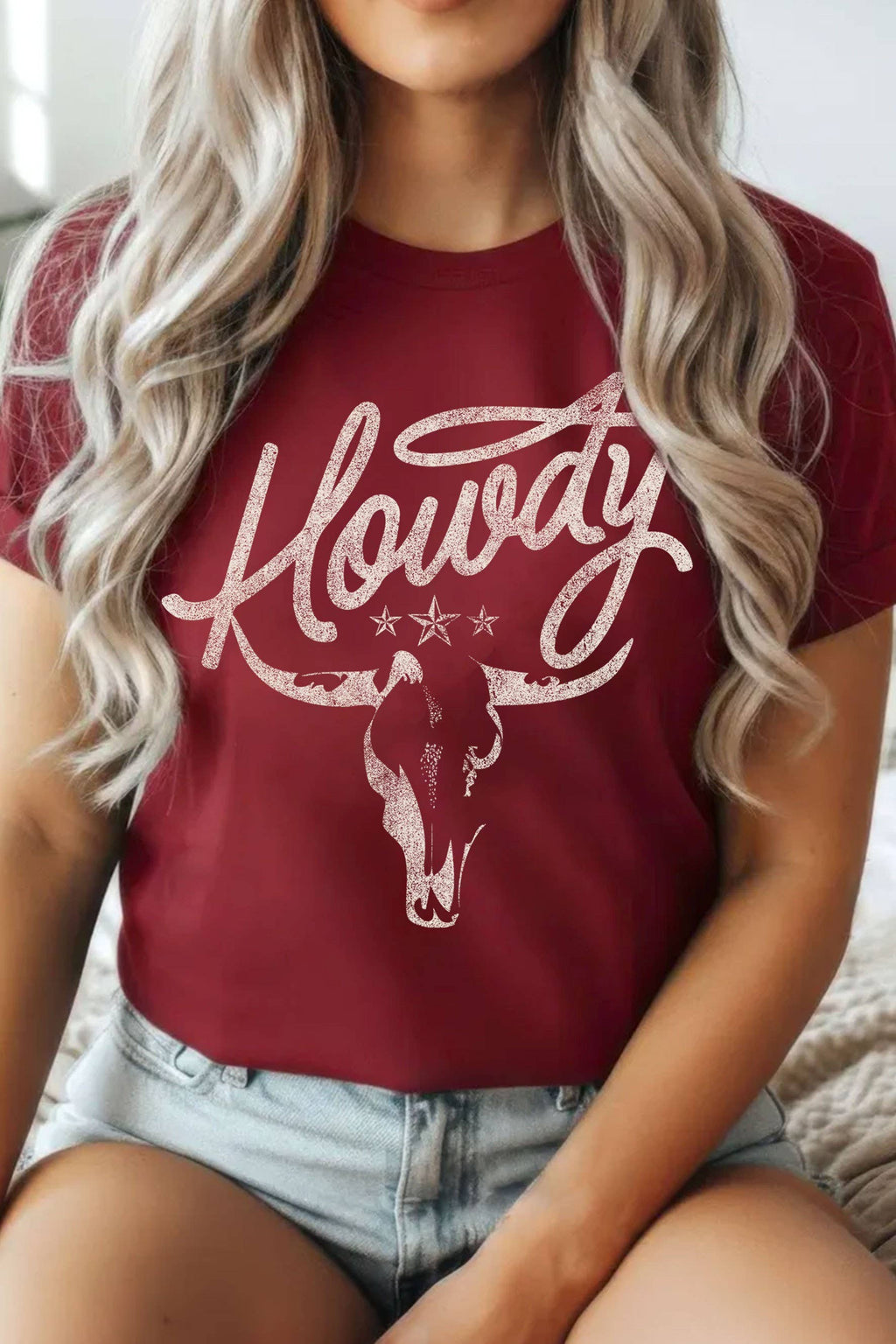 Howdy Cow Skull Graphic - Adult & Kids T-Shirts, Sweatshirts & Hoodies apparel design preview 1