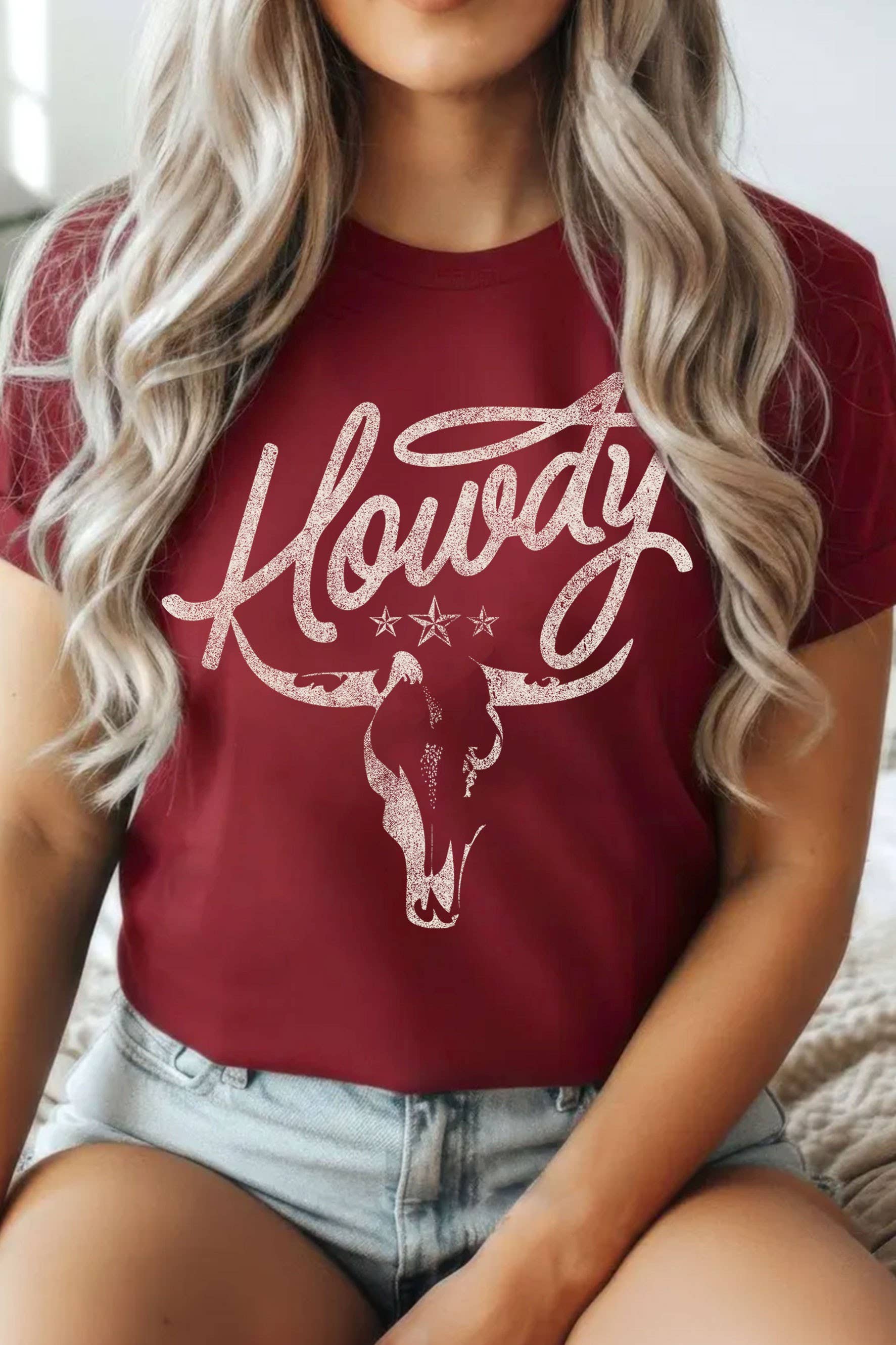 Howdy Cow Skull Graphic - Adult & Kids T-Shirts, Sweatshirts & Hoodies apparel design preview 1