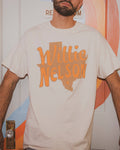 Willie Nelson Orange Texas Off White Thrifted Graphic - Adult & Kids T-Shirts, Sweatshirts & Hoodies apparel design preview 1