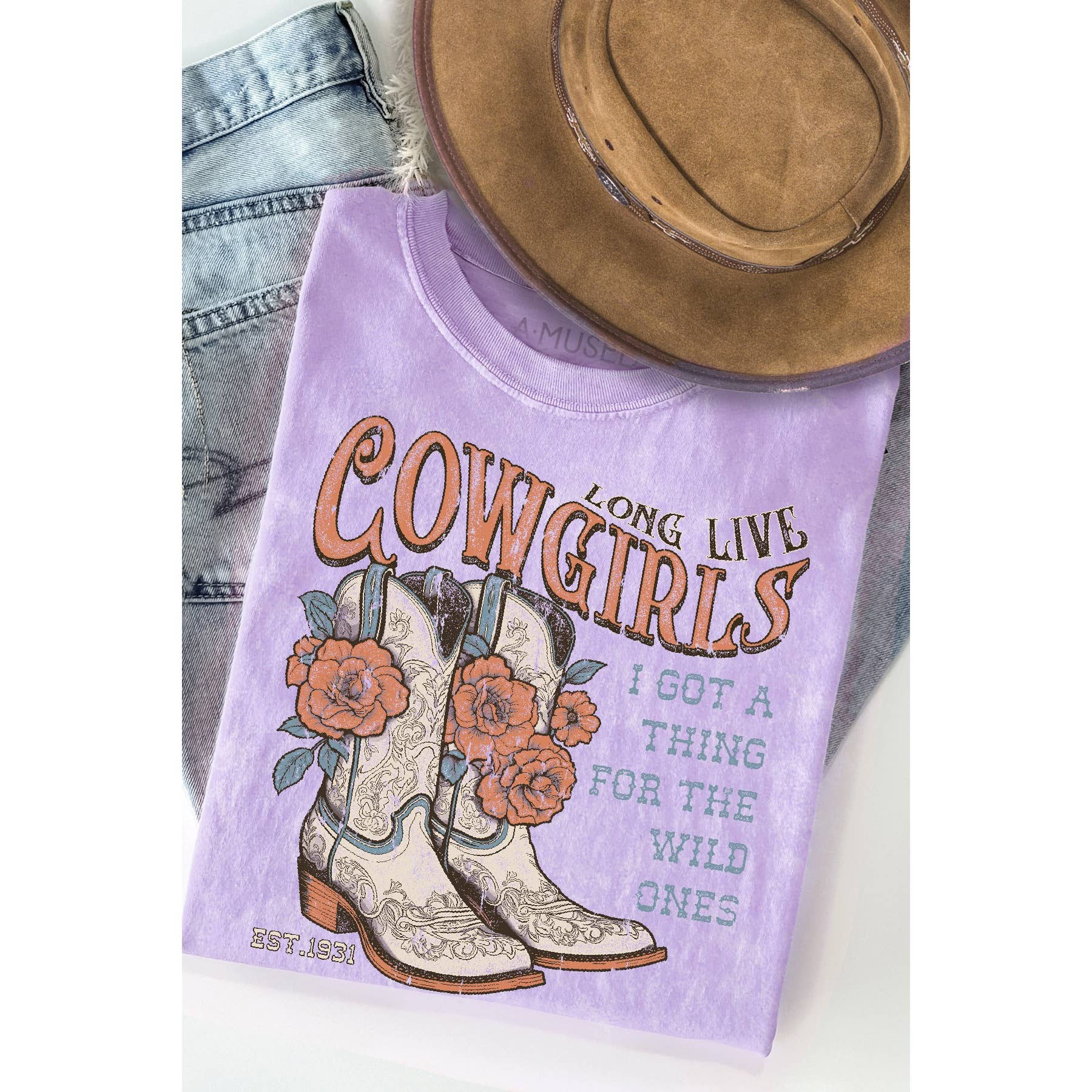 Long Live Cowgirl Mineral Wash - Adult & Kids T-Shirts, Sweatshirts & Hoodies apparel design preview 1