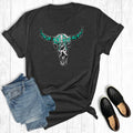 Western Turquoise Cowprint Skull Graphic - Adult & Kids T-Shirts, Sweatshirts & Hoodies apparel design preview 1