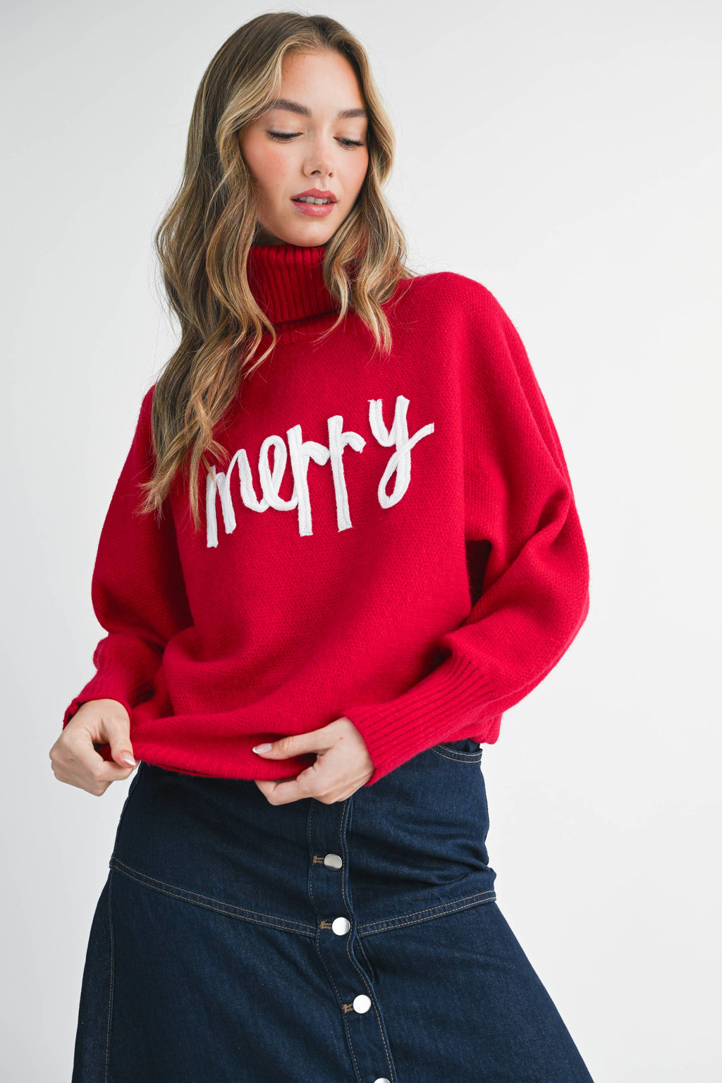 3424GK Merry Turtleneck Holiday Sweater - Adult & Kids T-Shirts, Sweatshirts & Hoodies apparel design preview 1