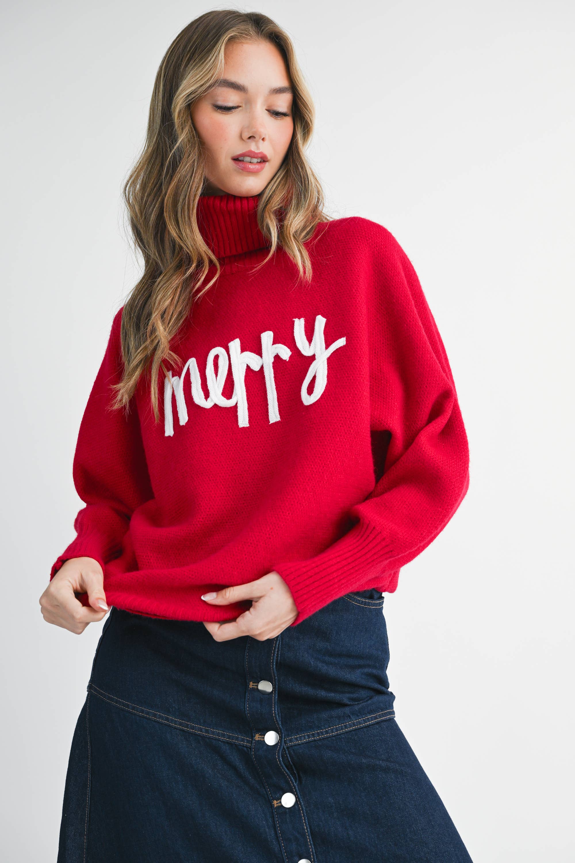 3424GK Merry Turtleneck Holiday Sweater - Adult & Kids T-Shirts, Sweatshirts & Hoodies apparel design preview 1