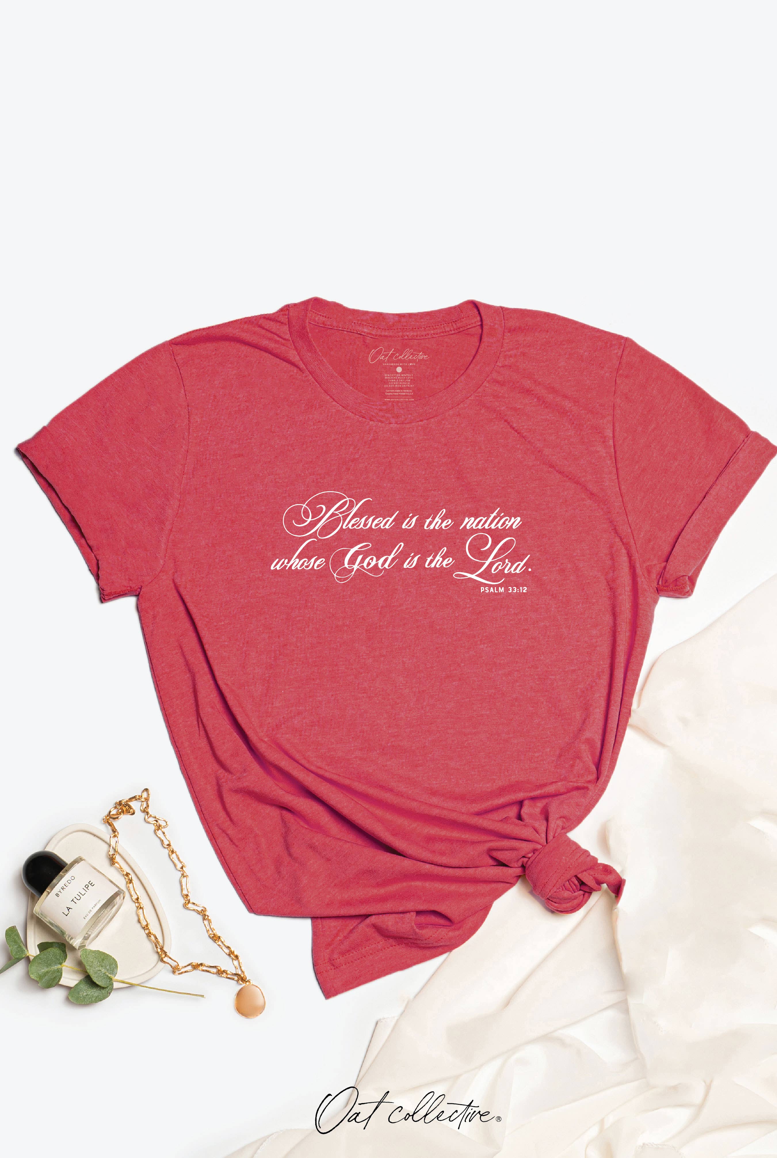 Blessed Is the Nation Graphic - Adult & Kids T-Shirts, Sweatshirts & Hoodies apparel design preview 1