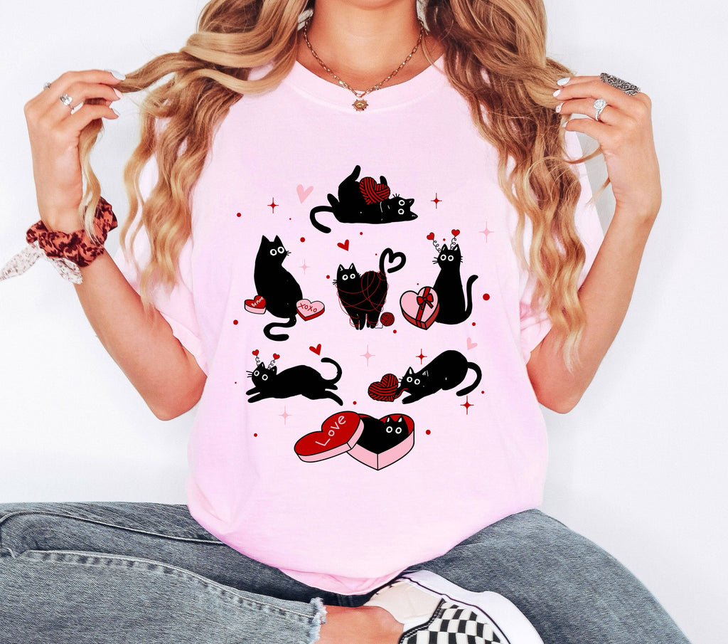 Valentine's Day Kitties, Cat Lover, Comfort Colors - Adult & Kids T-Shirts, Sweatshirts & Hoodies apparel design preview 1