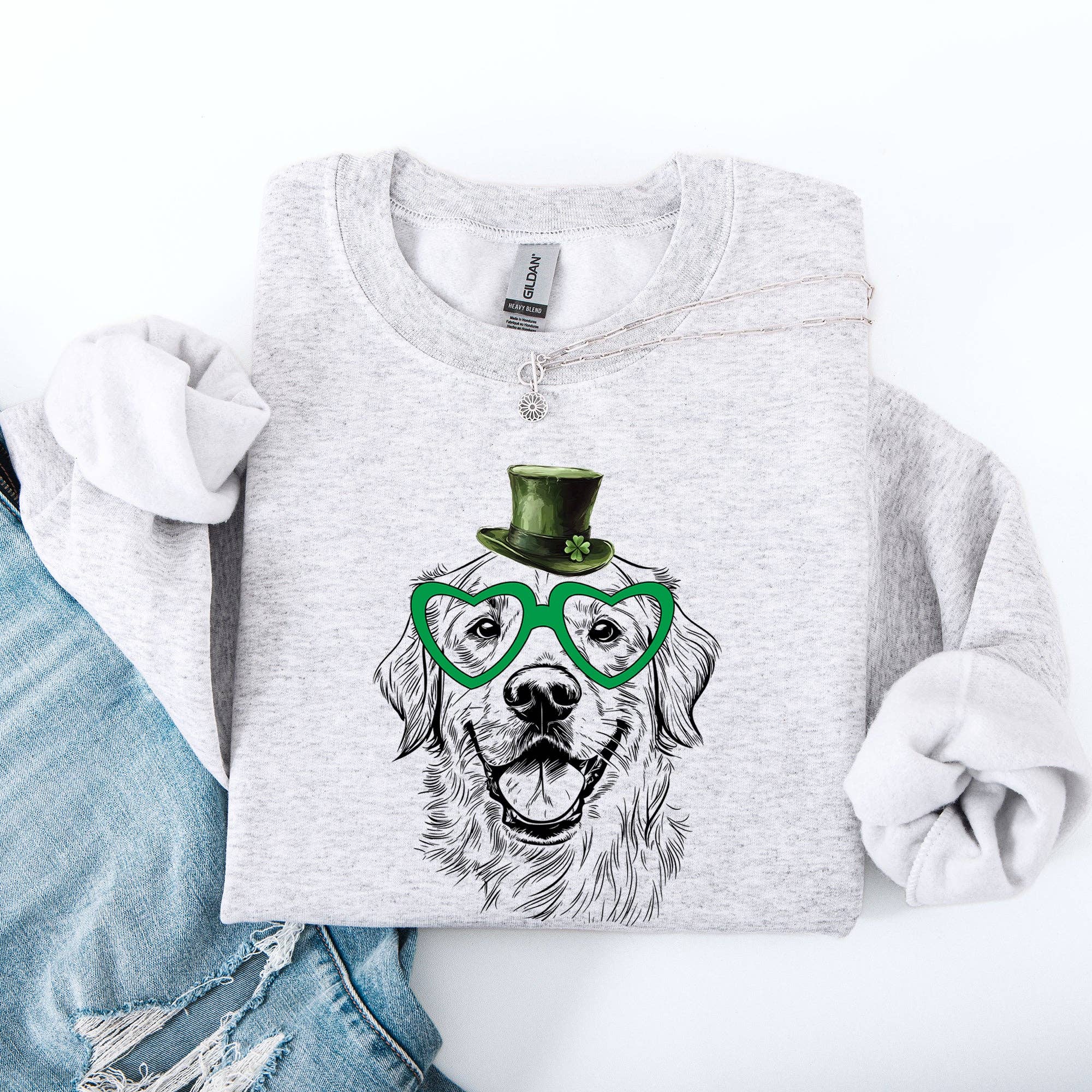 Golden Retriever, Dog, St Patrick's Day, Lucky, - Adult & Kids T-Shirts, Sweatshirts & Hoodies apparel design preview 1