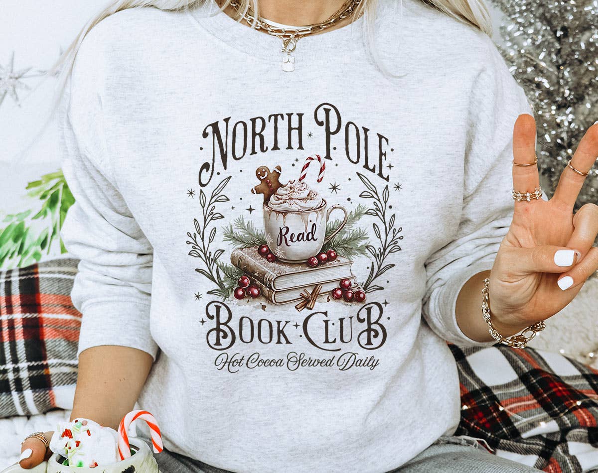 North Pole Book Club Retro Christmas - Adult & Kids T-Shirts, Sweatshirts & Hoodies apparel design preview 1