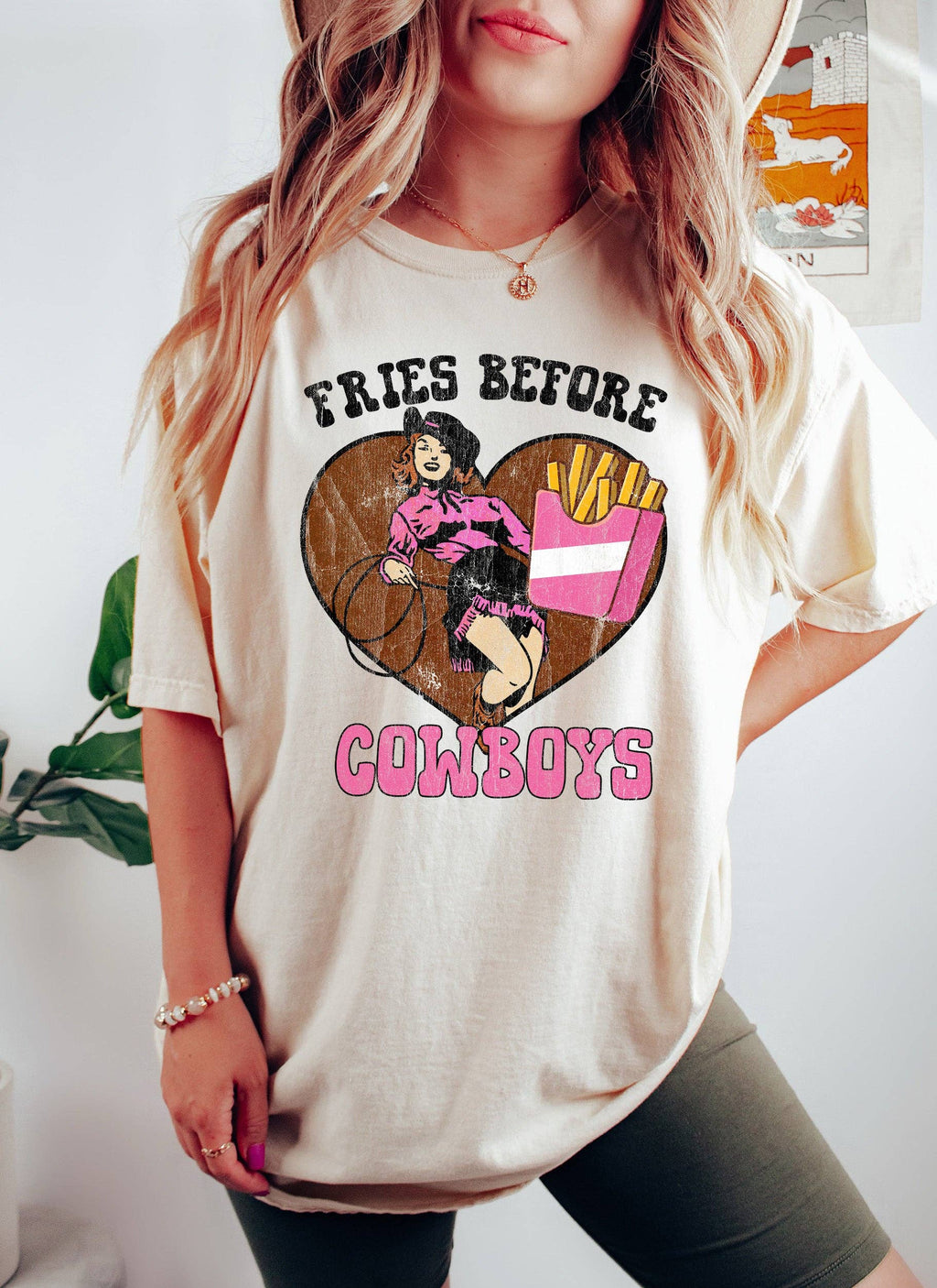 Fries Before Cowboys Vintage - Adult & Kids T-Shirts, Sweatshirts & Hoodies apparel design preview 1