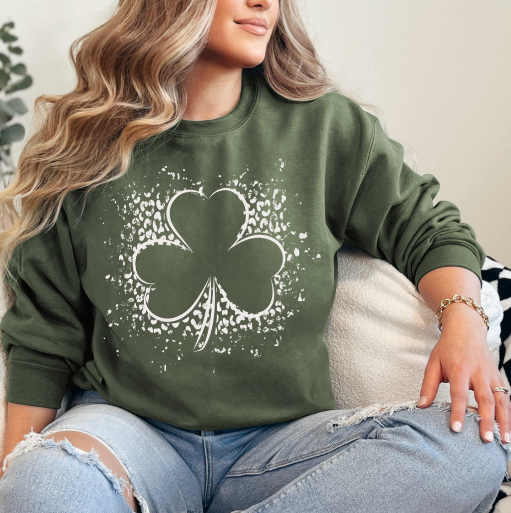 Splattered Clover Crewneck - Adult & Kids T-Shirts, Sweatshirts & Hoodies apparel design preview 1