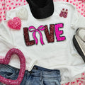 Sequin Love with Bow Patch White - Adult & Kids T-Shirts, Sweatshirts & Hoodies apparel design preview 1