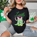 Lucky Cowgirl Coquette Pink Bow - Adult & Kids T-Shirts, Sweatshirts & Hoodies apparel design preview 1
