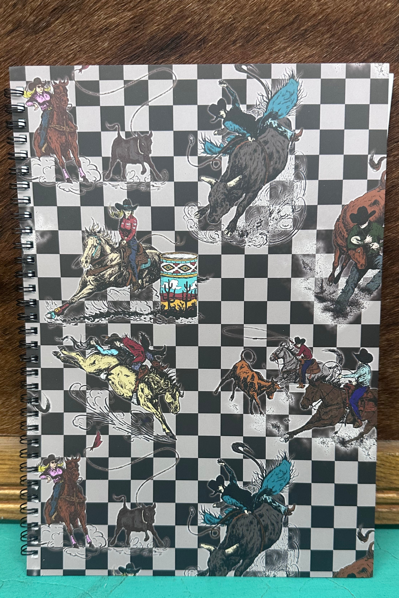 Checkered Rodeo Large Notebook - Adult & Kids T-Shirts, Sweatshirts & Hoodies apparel design preview 1