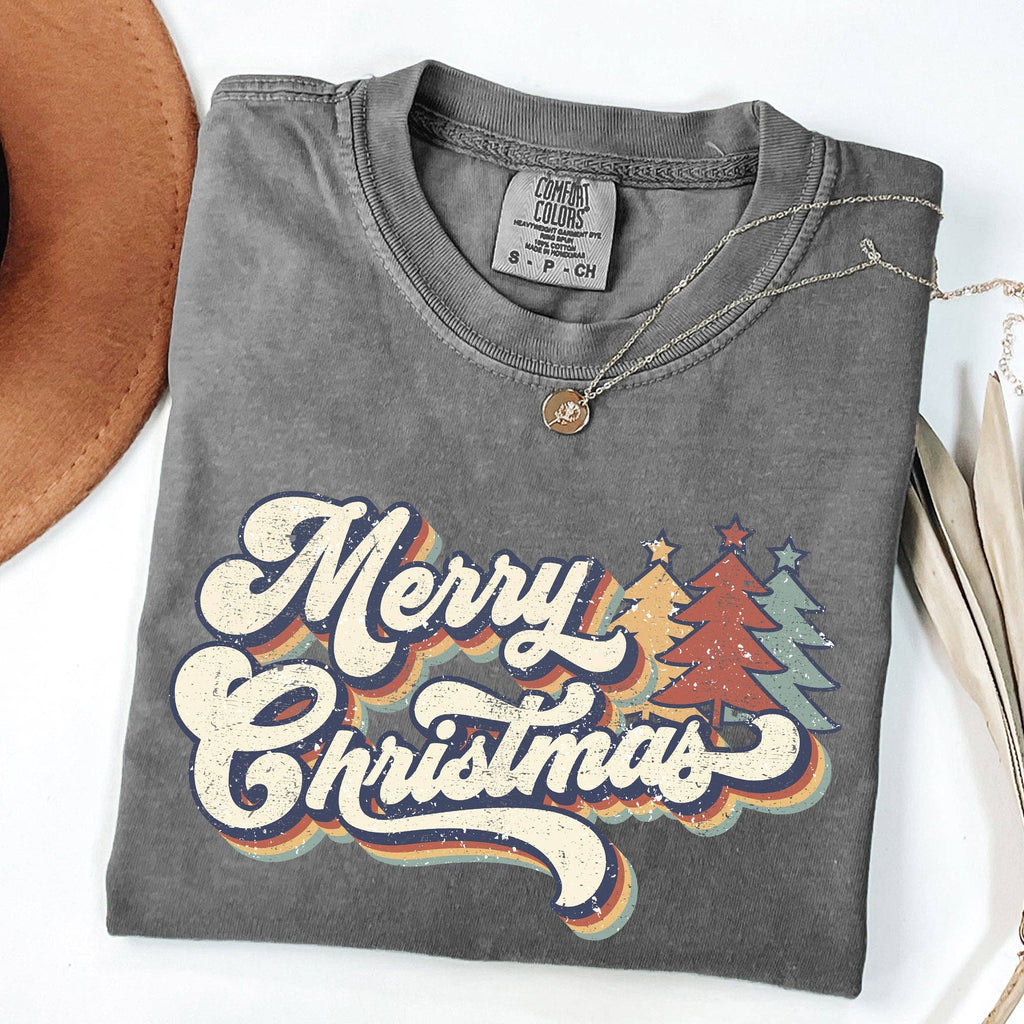 Merry Christmas, Colorful Retro, Santa - Adult & Kids T-Shirts, Sweatshirts & Hoodies apparel design preview 1