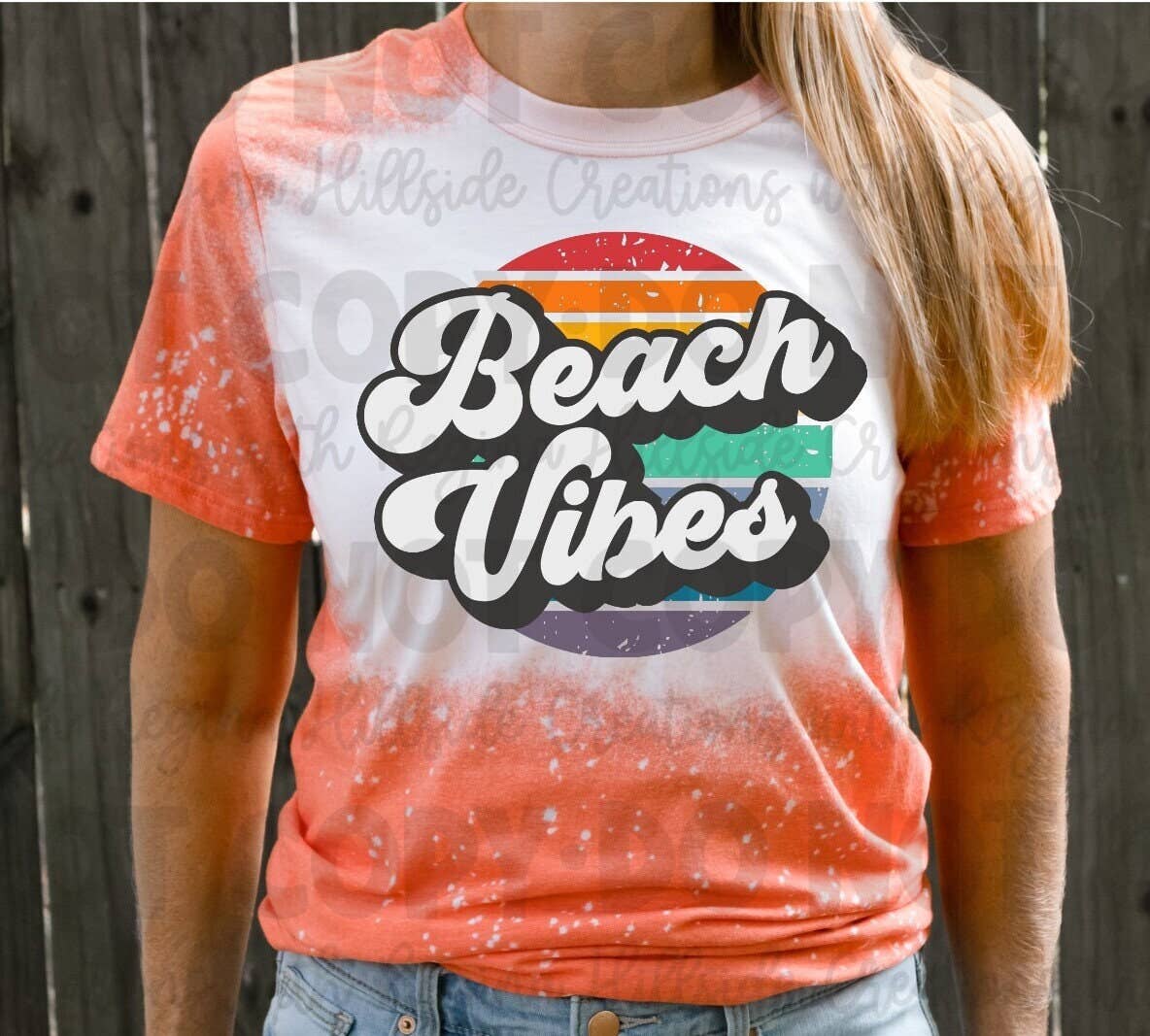 Bleached Summer Beach Retro Circle Vibes - Adult & Kids T-Shirts, Sweatshirts & Hoodies apparel design preview 1