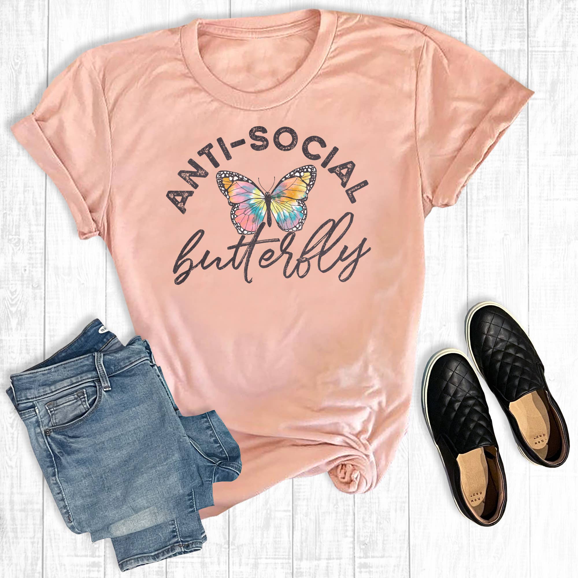 Anti-Social Butterfly - Adult & Kids T-Shirts, Sweatshirts & Hoodies apparel design preview 1