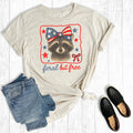 4th of July Feral But Free Racoon Graphic - Adult & Kids T-Shirts, Sweatshirts & Hoodies apparel design preview 1