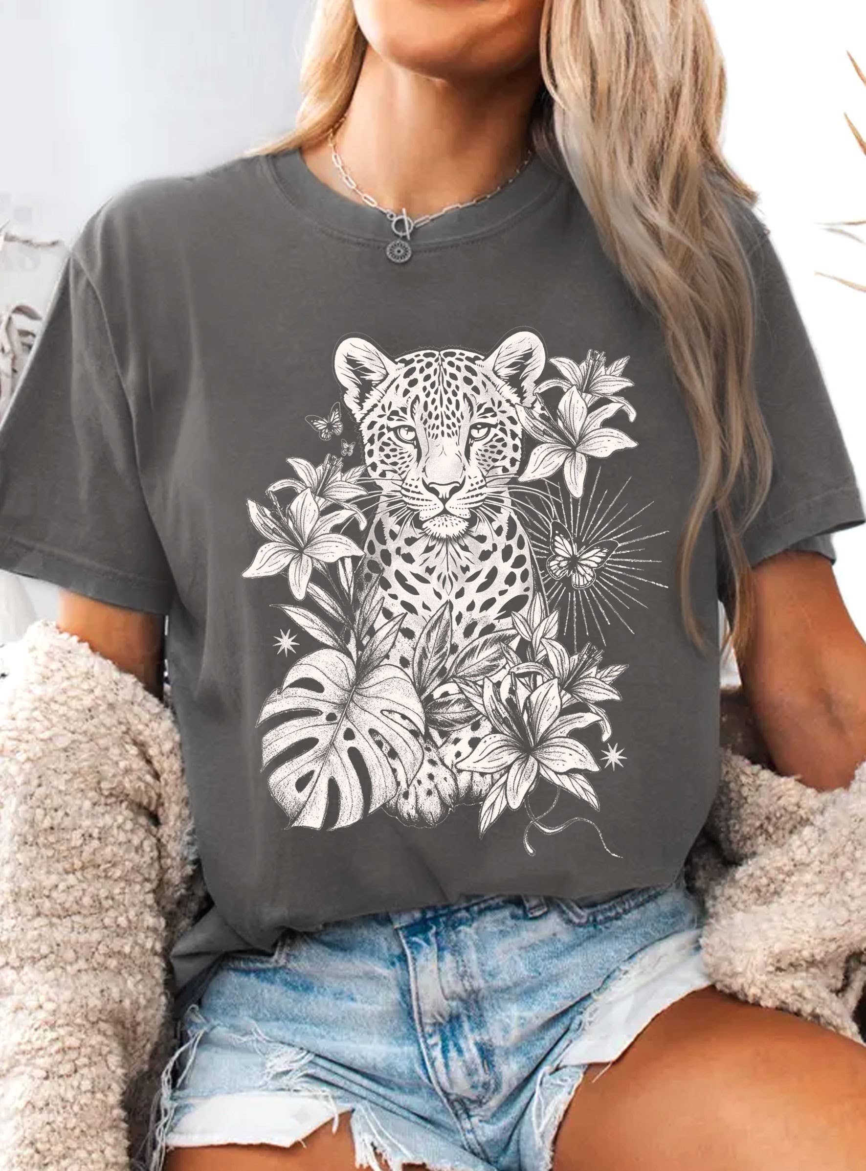Flower Leopard Graphic - Adult & Kids T-Shirts, Sweatshirts & Hoodies apparel design preview 1
