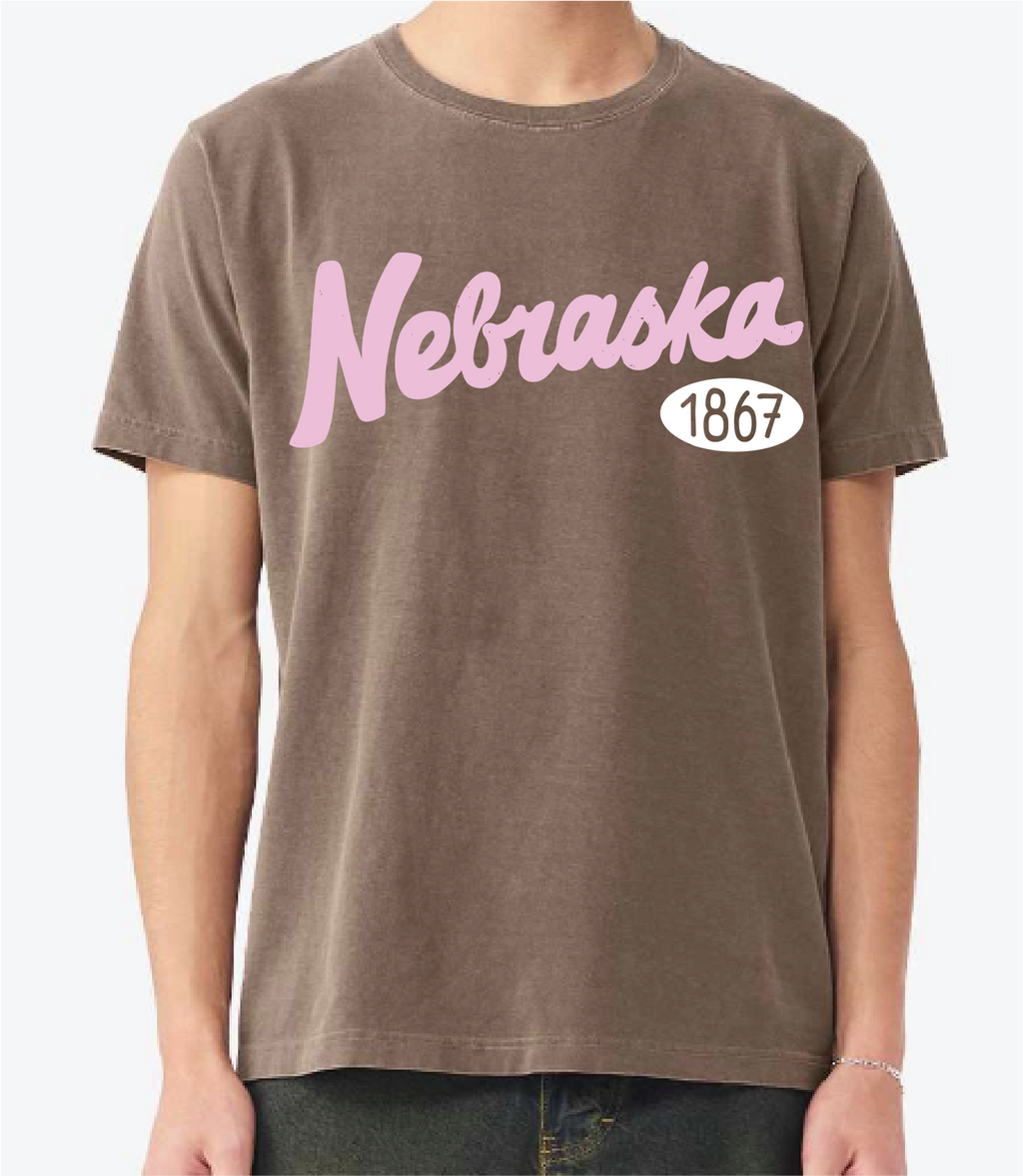 Nebraska 1867 Puff Ink Washed Cocoa Heavyweight - Adult & Kids T-Shirts, Sweatshirts & Hoodies apparel design preview 1