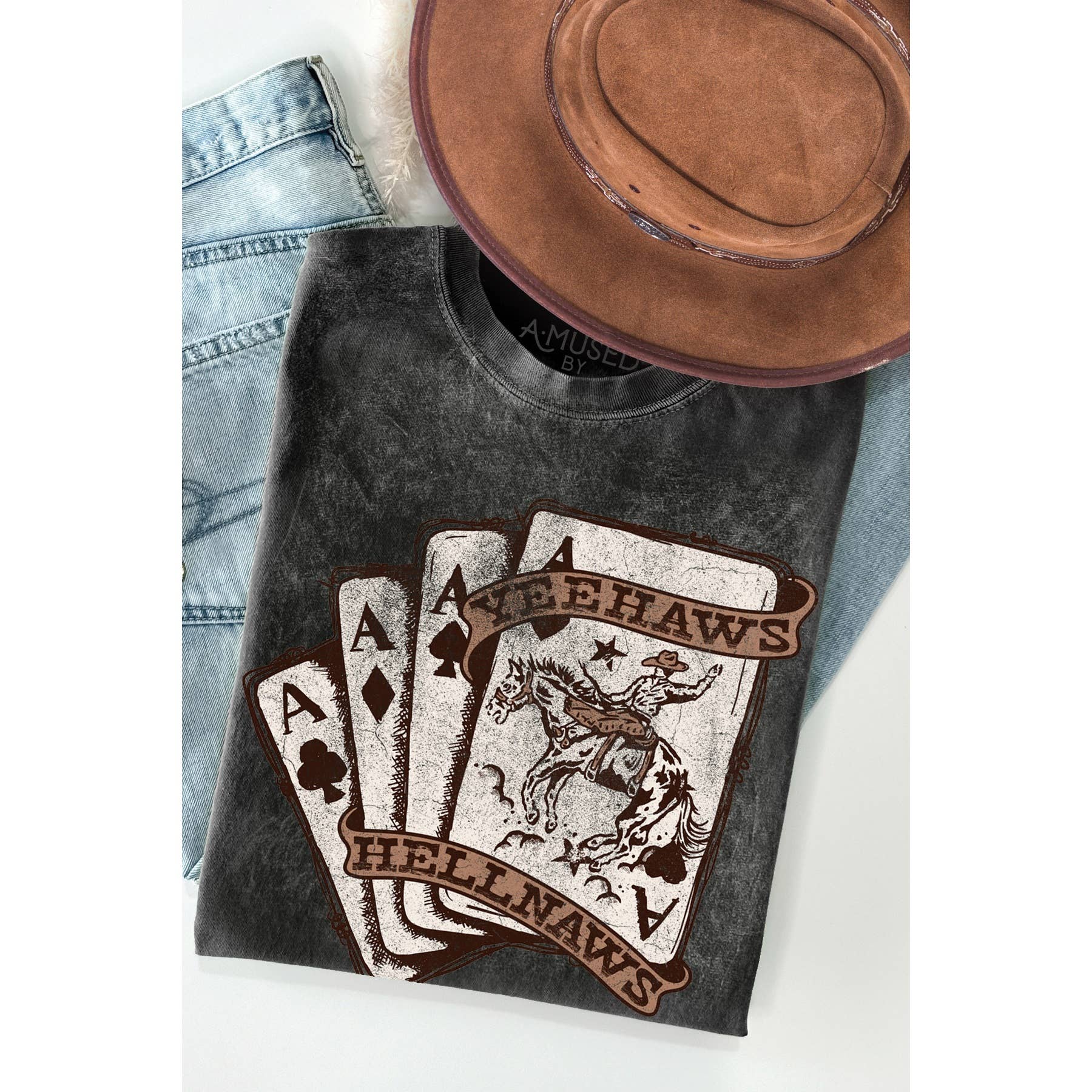Yeehaws Cowboy- Mineral Wash - Adult & Kids T-Shirts, Sweatshirts & Hoodies apparel design preview 1