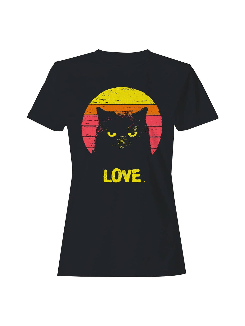 Retro Grumpy Cat Love Sunset Women's - Adult & Kids T-Shirts, Sweatshirts & Hoodies apparel design preview 1