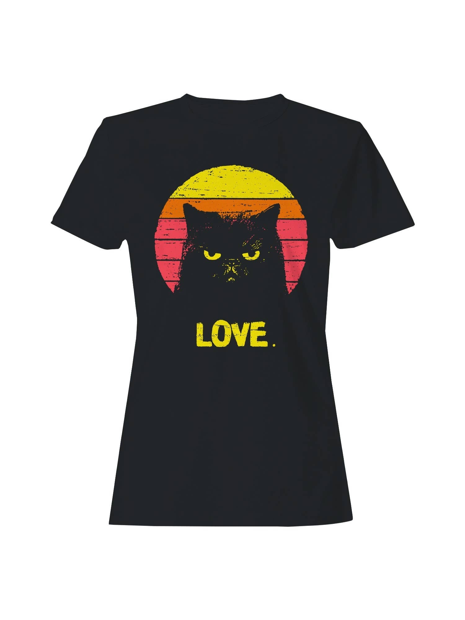 Retro Grumpy Cat Love Sunset Women's - Adult & Kids T-Shirts, Sweatshirts & Hoodies apparel design preview 1