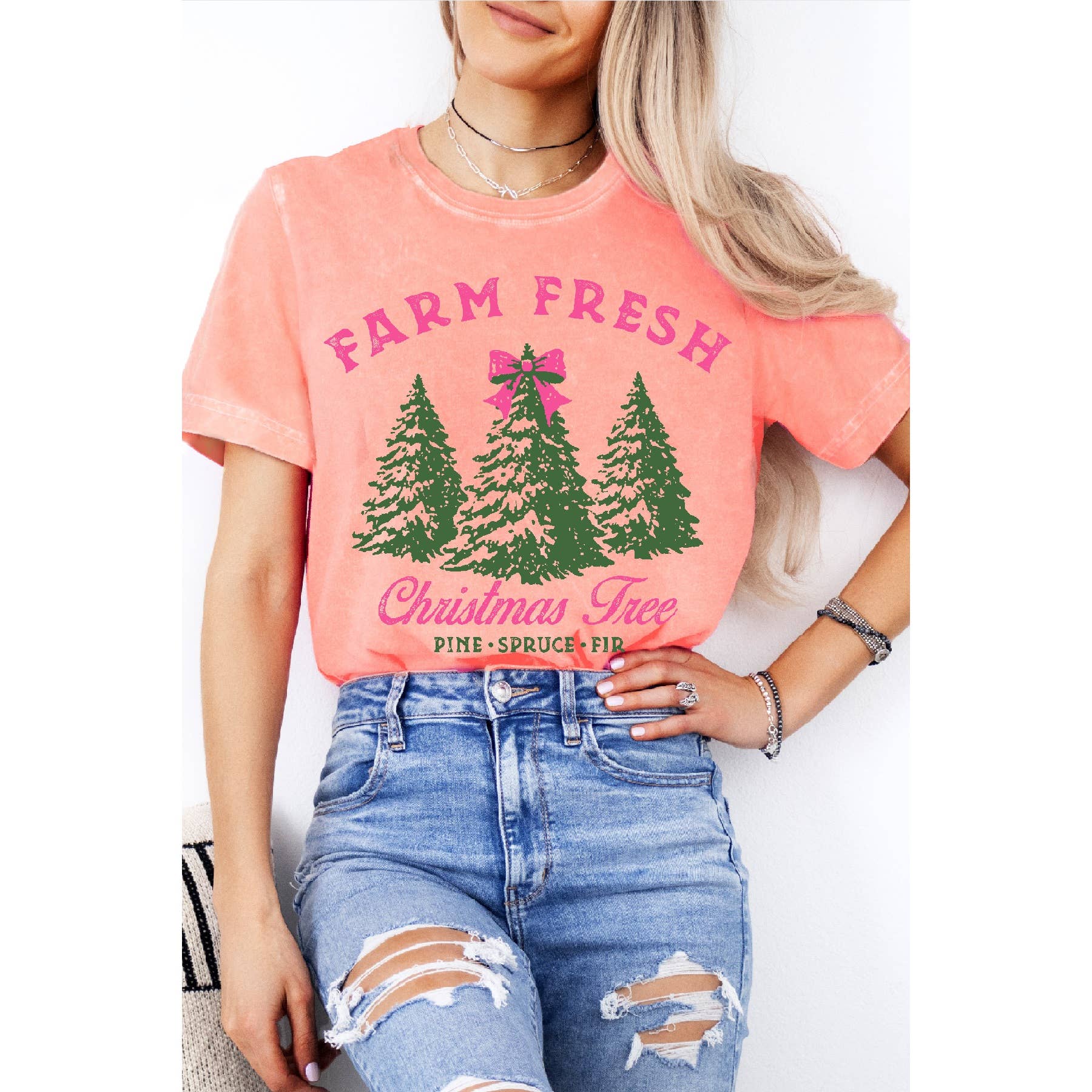 Farm Fresh Christmas Tree Mineral Wash - Adult & Kids T-Shirts, Sweatshirts & Hoodies apparel design preview 1