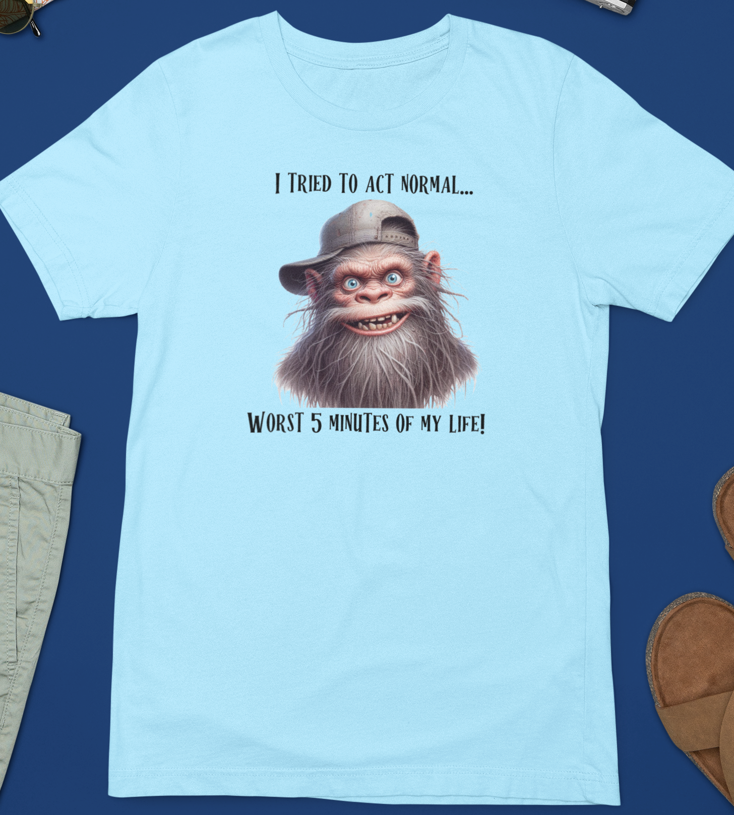 I Tried To Act Normal Bigfoot (Light Blue) - Adult & Kids T-Shirts, Sweatshirts & Hoodies apparel design preview 1
