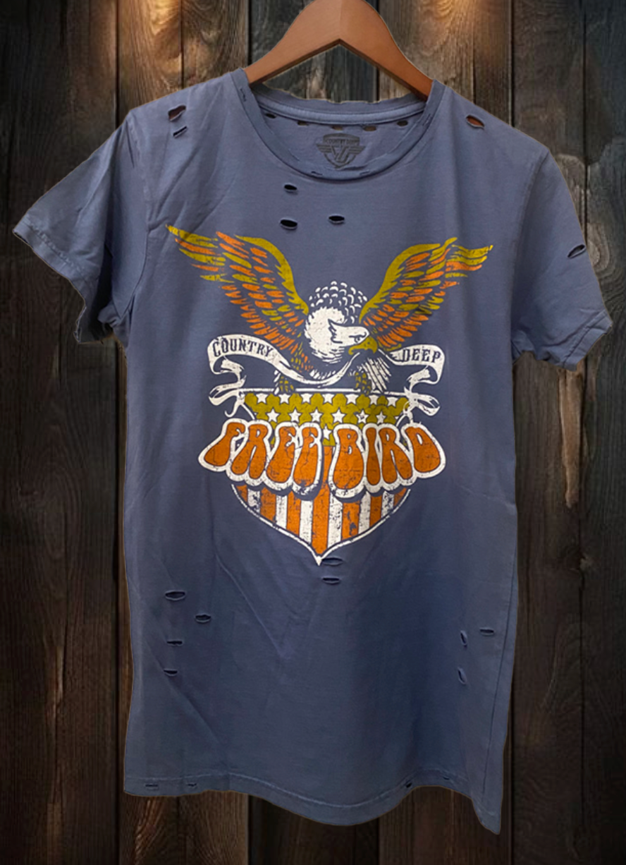 Free Bird Shield Distressed Vintage - Adult & Kids T-Shirts, Sweatshirts & Hoodies apparel design preview 1