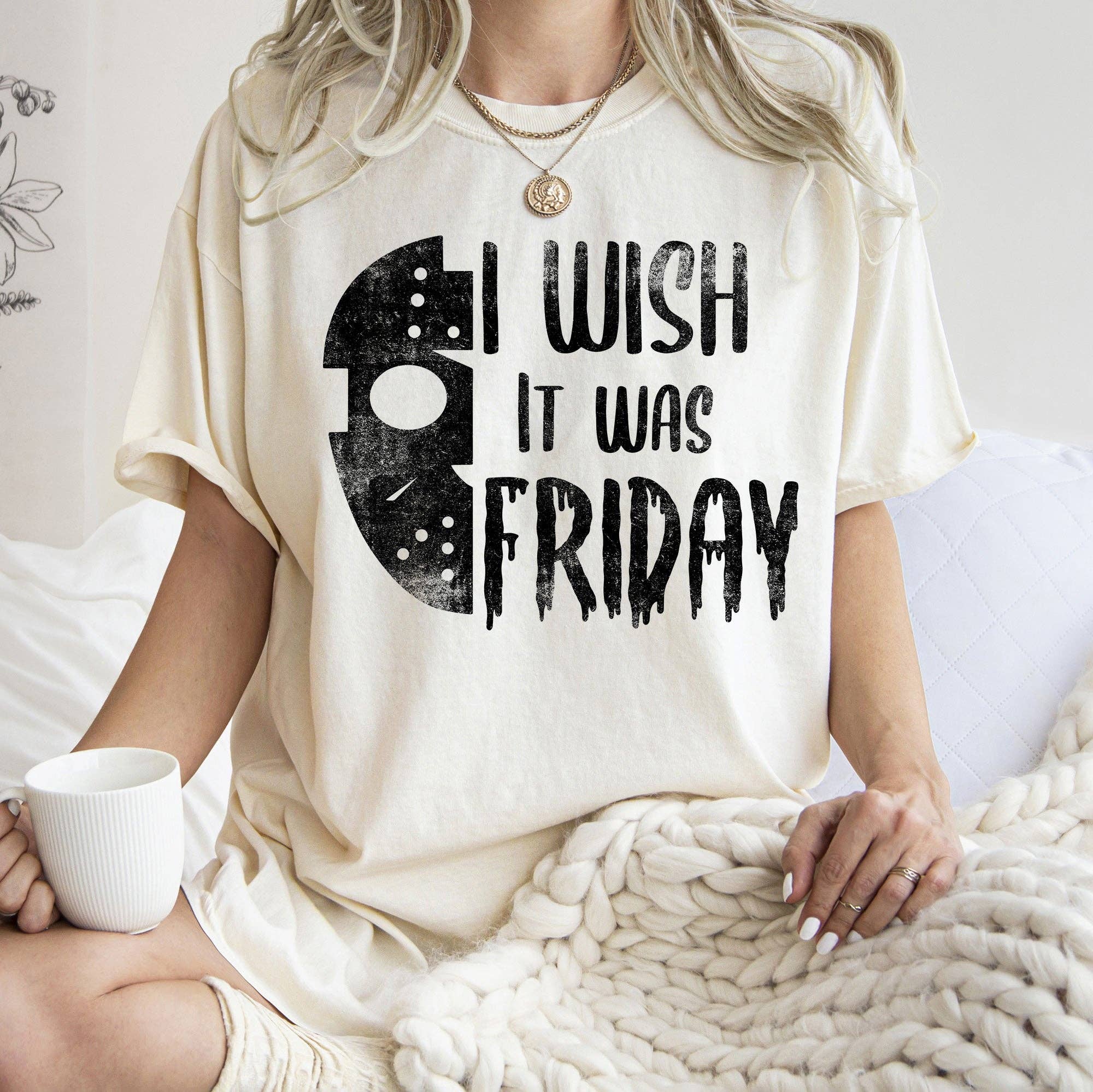 I Wish It Was Friday Retro Halloween Black Print - Adult & Kids T-Shirts, Sweatshirts & Hoodies apparel design preview 1