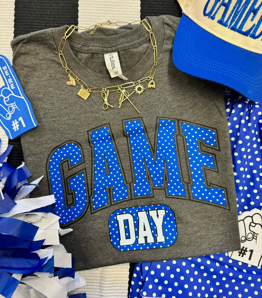 Game Day Blue Polka Dots - Adult & Kids T-Shirts, Sweatshirts & Hoodies apparel design preview 1