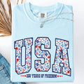 USA, Patriotic Floral, America Comfort Colors - Adult & Kids T-Shirts, Sweatshirts & Hoodies apparel design preview 1