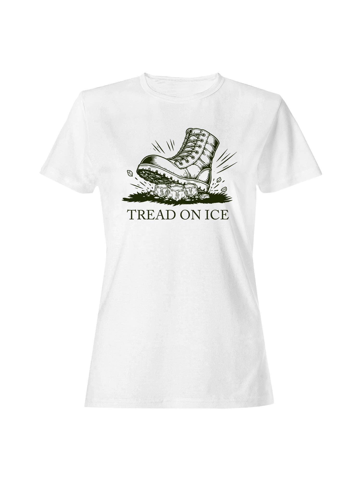 Boot Tread On Ice Women's White - Adult & Kids T-Shirts, Sweatshirts & Hoodies apparel design preview 1
