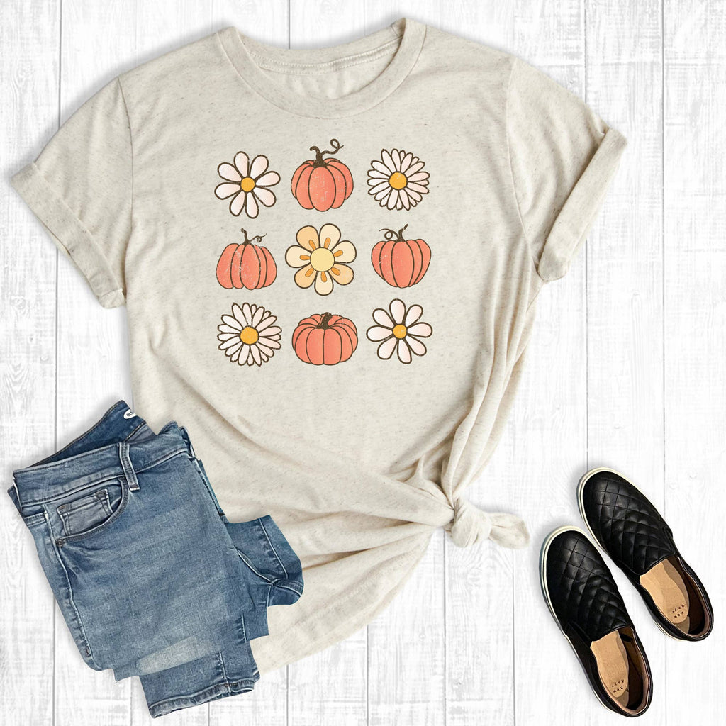 Retro Fall Pumpkin Flowers Graphic - Adult & Kids T-Shirts, Sweatshirts & Hoodies apparel design preview 1