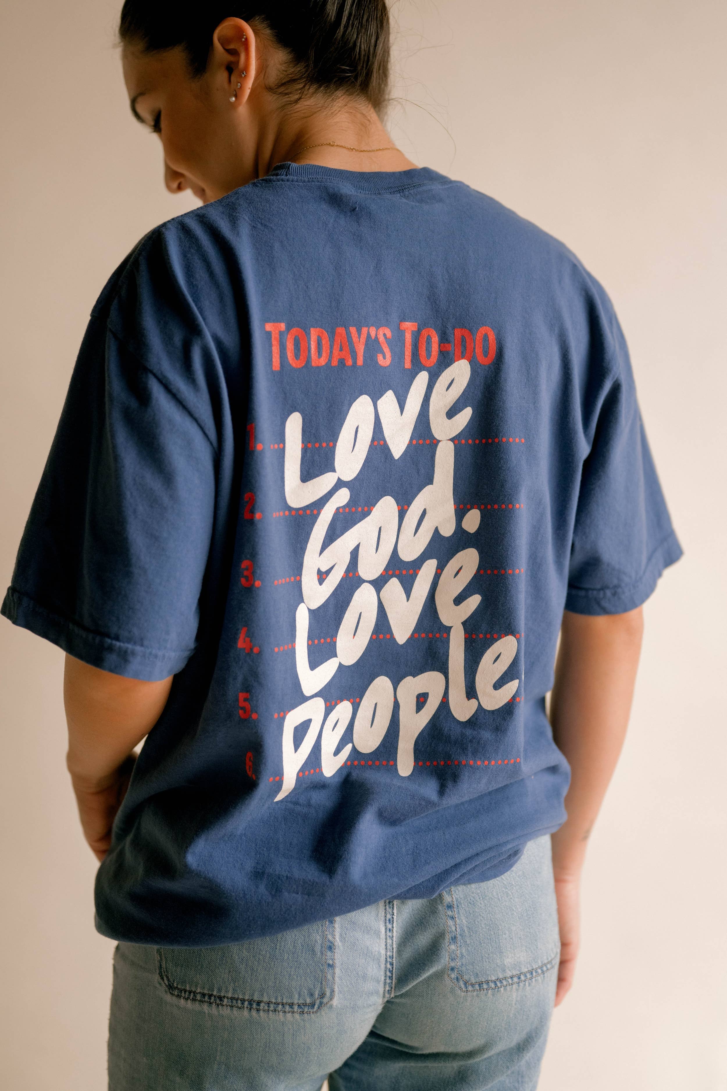 Love God People Classic Blue Christian - Adult & Kids T-Shirts, Sweatshirts & Hoodies apparel design preview 1