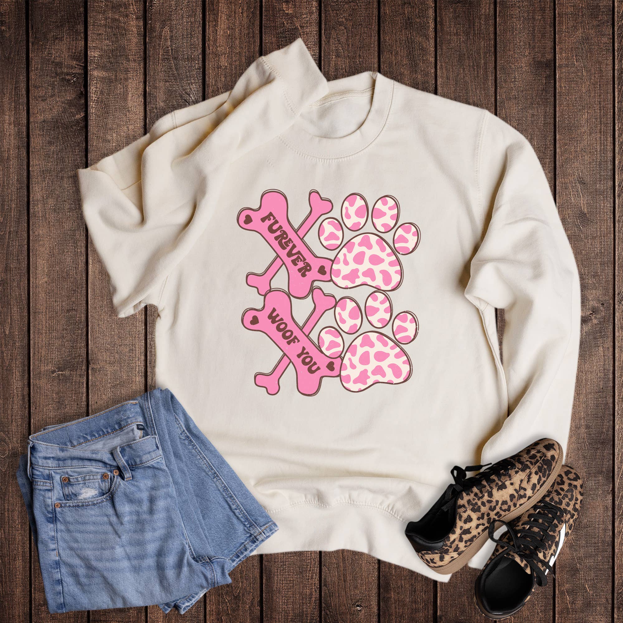 Valentine Xoxo Dog Bone and Paw - Adult & Kids T-Shirts, Sweatshirts & Hoodies apparel design preview 1